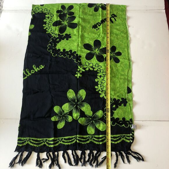 Green And Black Floral Beach Sarong Scarf - Picture 4 of 10